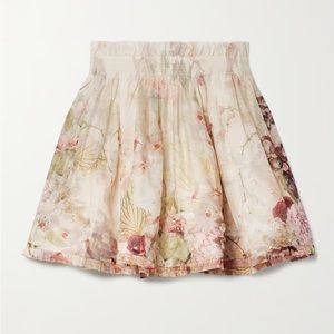 Zimmermann Dancer floral Ruffle- trim Flip mini skirt